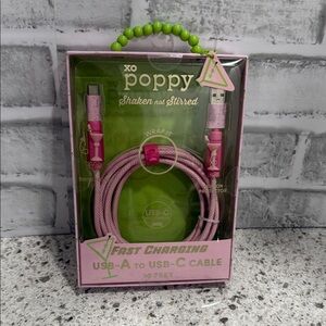 XO Poppy Pink “Shaken not Stirred” USB-A to USB-C Fast Charging 10 Foot Cable